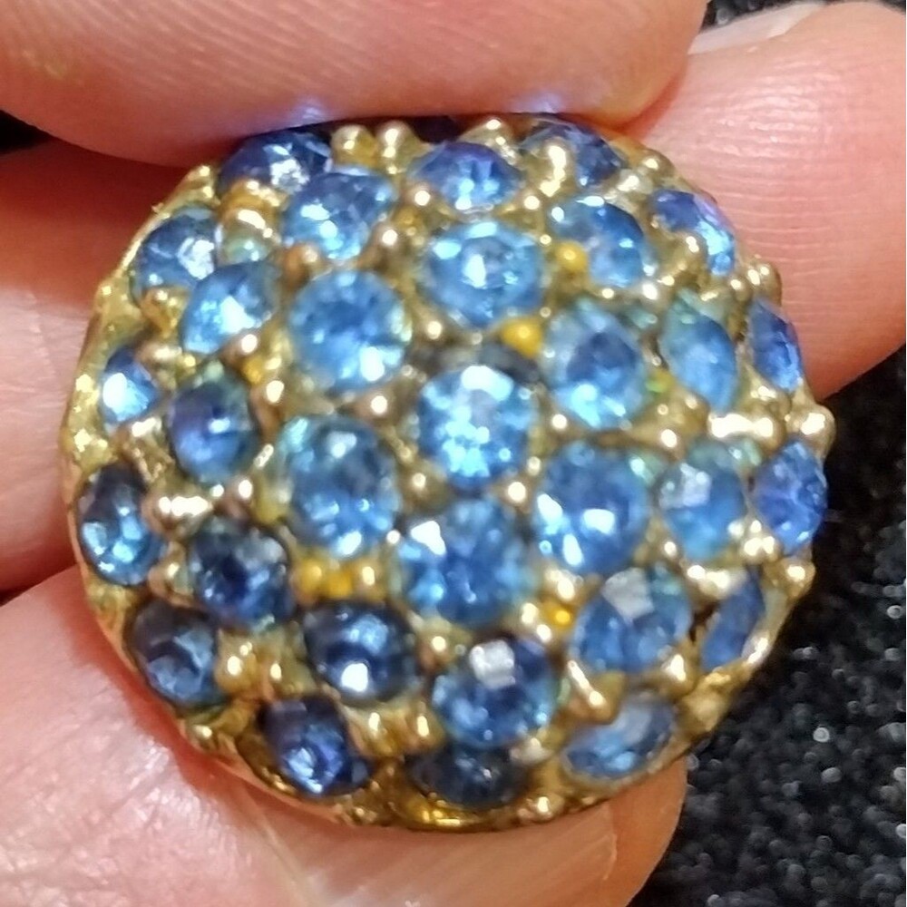 Vintage Signed CORO Blue Pave Crystal Rhinestone Statement Clip-On Earrings